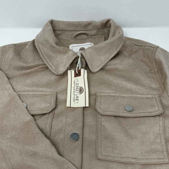 1 Sunset Lane Women Boyfriend, Oversized‎ Jacket Pinkish Tan Soft Size L - Picture 1 of 6
